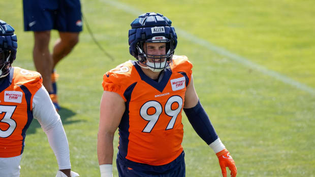 Denver Broncos defensive end Zach Allen (99) during training camp at Centura Health Training Center.